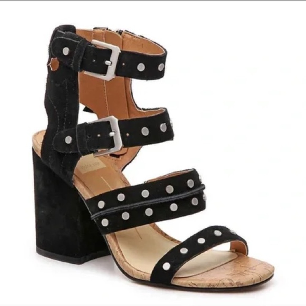 Dolce Vita Eddie Studded Leather Block Heeled Sandal